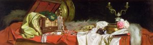 Tafel über einer Tür, die die Schätze einer Dame darstellt
